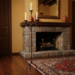 Hand Forged Iron Floor Candelabra 50.5" (128cm) Antique Copper Patina 3-Arm Twist & Scroll Design Rustic Wedding Decor - Image 2