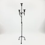 Hand Forged Iron Floor Candelabra 49" (125cm) Antique Copper Patina 3-Arm Knot Detail Rustic Wedding Decor