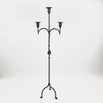 Hand Forged Iron Floor Candelabra 49" (125cm) Antique Copper Patina 3-Arm Knot Detail Rustic Wedding Decor - Image 5