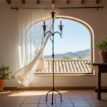 Hand Forged Iron Floor Candelabra 49" (125cm) Antique Copper Patina 3-Arm Knot Detail Rustic Wedding Decor - Image 2