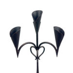 Hand Forged Iron Floor Candelabra 47" (120cm) Antique Copper Patina 4-Candle Calla Lily & Heart Scroll Design - Gothic Church, Wedding & Medieval Home Decor - Image 3