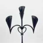 Hand Forged Iron Floor Candelabra 47" (120cm) Antique Copper Patina 3-Arm Heart Scroll Design Rustic Wedding Decor - Image 4