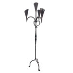 Hand Forged Iron Floor Candelabra 47" (120cm) Antique Copper Patina 4-Candle Calla Lily & Heart Scroll Design - Gothic Church, Wedding & Medieval Home Decor - Image 5