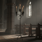 Hand Forged Iron Floor Candelabra 47" (120cm) Antique Copper Patina 3-Arm Heart Scroll Design Rustic Wedding Decor - Image 3