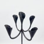 Hand Forged Iron Floor Candelabra 49" (124cm) Antique Copper Patina 5-Arm Lily Cup Candle Holder Rustic Church Decor - Image 3