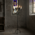 Hand Forged Iron Floor Candelabra 49" (124cm) Antique Copper Patina 5-Arm Lily Cup Candle Holder Rustic Church Decor - Image 5