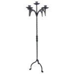 Hand Forged Iron Floor Candelabra 49" (124cm) Antique Copper Patina 5-Arm Classic Candle Holder Gothic Church Decor