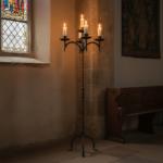 Hand Forged Iron Floor Candelabra 49" (124cm) Antique Copper Patina 5-Arm Classic Candle Holder Gothic Church Decor - Image 5