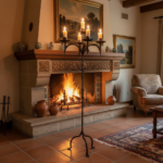 Hand Forged Iron Floor Candelabra 49" (124cm) Antique Copper Patina 5-Arm Classic Candle Holder Gothic Church Decor - Image 2