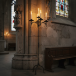 Hand Forged Iron Floor Candelabra 49" (124cm) Antique Copper Patina 5-Arm Classic Candle Holder Gothic Church Decor - Image 4