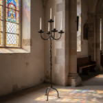 Hand Forged Iron Floor Candelabra 49" (124cm) Antique Copper Patina 5-Arm Spiral Vine Stem Candle Holder Gothic Decor - Image 3