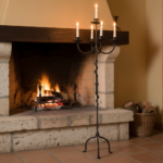 Hand Forged Iron Floor Candelabra 49" (124cm) Antique Copper Patina 5-Arm Spiral Vine Stem Candle Holder Gothic Decor - Image 2