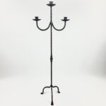 Hand Forged Iron Floor Candelabra 48" (122cm) Antique Copper Patina 3-Arm Loop Design Classic Candle Holder Rustic Decor - Image 5