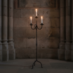 Hand Forged Iron Floor Candelabra 48" (122cm) Antique Copper Patina 3-Arm Loop Design Classic Candle Holder Rustic Decor - Image 4