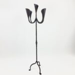 Hand Forged Iron Floor Candelabra 49" (125cm) Antique Copper Patina 5-Arm Lily Cup Candle Holder Rustic Church Decor - Image 7