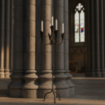 Hand Forged Iron Floor Candelabra 49" (125cm) Antique Copper Patina 5-Arm Lily Cup Candle Holder Rustic Church Decor - Image 3