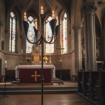 Hand Forged Iron Floor Candelabra 49" (125cm) Antique Copper Patina 5-Arm Lily Cup Candle Holder Rustic Church Decor - Image 5