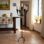 Hand Forged Iron Floor Candelabra 49" (125cm) Antique Copper Patina 5-Arm Lily Cup Candle Holder Rustic Church Decor - Image 2
