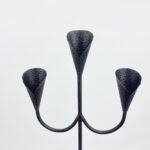 Hand Forged Iron Floor Candelabra 47" (119cm) Antique Copper Patina 3-Arm Hammered Cone Cup Candle Holder Rustic Decor - Image 3