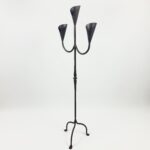 Hand Forged Iron Floor Candelabra 47" (119cm) Antique Copper Patina 3-Arm Hammered Cone Cup Candle Holder Rustic Decor