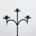 Hand Forged Iron Floor Candelabra 52" (133cm) Antique Copper Patina 3-Arm Classic Plate Candle Holder Tall Rustic Decor - Image 3