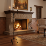 Hand Forged Iron Floor Candelabra 52" (133cm) Antique Copper Patina 3-Arm Classic Plate Candle Holder Tall Rustic Decor - Image 2