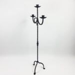 Hand Forged Iron Floor Candelabra 47.5" (121cm) Antique Copper Patina 3-Arm Infinity Loop Design Classic Candle Holder
