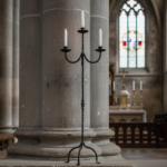 Hand Forged Iron Floor Candelabra 47.5" (121cm) Antique Copper Patina 3-Arm Infinity Loop Design Classic Candle Holder - Image 2