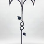 Hand Forged Iron Floor Candelabra 50" (126cm) Antique Copper Patina 3-Arm Vine & Leaf Detail Rustic Decor - Image 5