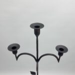 Hand Forged Iron Floor Candelabra 50" (126cm) Antique Copper Patina 3-Arm Vine & Leaf Detail Rustic Decor - Image 4