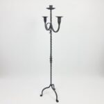 Hand Forged Iron Floor Candelabra 49" (124cm) Antique Copper or Gold Patina 3-Arm Twist Stem Candle Holder Rustic Decor - Image 7