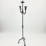 Hand Forged Iron Floor Candelabra 49" (124cm) Antique Copper or Gold Patina 3-Arm Twist Stem Candle Holder Rustic Decor