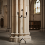 Hand Forged Iron Floor Candelabra 49" (124cm) Antique Copper or Gold Patina 3-Arm Twist Stem Candle Holder Rustic Decor - Image 3