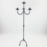 Hand Forged Iron Floor Candelabra 48.5" (123cmHand Forged Iron Floor Candelabra 48.5" (123cm) Antique Copper or Gold Patina 4-Light (3-Arm + Center) Twist Stem Decor) Antique Copper or Gold Patina 3-Arm Twist Stem Candle Holder Rustic Decor - Image 9