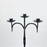 Hand Forged Iron Floor Candelabra 46" (117cm) Antique Copper or Gold Patina 3-Arm Classic Scroll Candle Holder Rustic Decor - Image 9