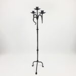Hand Forged Iron Floor Candelabra 46" (117cm) Antique Copper or Gold Patina 3-Arm Classic Scroll Candle Holder Rustic Decor - Image 7