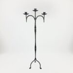 Hand Forged Iron Floor Candelabra 46" (117cm) Antique Copper or Gold Patina 3-Arm Classic Scroll Candle Holder Rustic Decor - Image 10