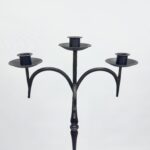 Hand Forged Iron Floor Candelabra 46" (117cm) Antique Copper or Gold Patina 3-Arm Classic Scroll Candle Holder Rustic Decor - Image 3