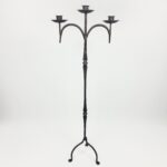 Hand Forged Iron Floor Candelabra 46" (117cm) Antique Copper or Gold Patina 3-Arm Classic Scroll Candle Holder Rustic Decor - Image 6