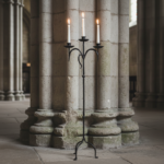 Hand Forged Iron Floor Candelabra 46" (117cm) Antique Copper or Gold Patina 3-Arm Classic Scroll Candle Holder Rustic Decor - Image 5