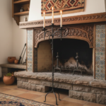 Hand Forged Iron Floor Candelabra 46" (117cm) Antique Copper or Gold Patina 3-Arm Classic Scroll Candle Holder Rustic Decor - Image 2