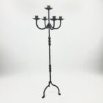 Hand Forged Iron Floor Candelabra 48.5" (123cm) Antique Copper or Gold Patina 3-Arm Royal Scroll Candle Holder Decor
