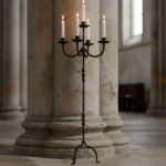 Hand Forged Iron Floor Candelabra 48.5" (123cm) Antique Copper or Gold Patina 3-Arm Royal Scroll Candle Holder Decor - Image 4