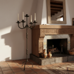 Hand Forged Iron Floor Candelabra 48.5" (123cm) Antique Copper or Gold Patina 3-Arm Royal Scroll Candle Holder Decor - Image 3