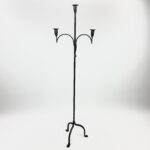 Hand Forged Iron Floor Candelabra 50" (126cm) Antique Copper Patina 3-Arm Slim Corner Design Rustic Decor - Image 7
