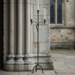 Hand Forged Iron Floor Candelabra 50" (126cm) Antique Copper Patina 3-Arm Slim Corner Design Rustic Decor - Image 3