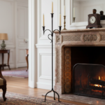 Hand Forged Iron Floor Candelabra 50" (126cm) Antique Copper Patina 3-Arm Slim Corner Design Rustic Decor - Image 2