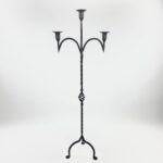 Hand Forged Iron Floor Candelabra 49" (124cm) Antique Copper Patina 3-Arm Wide Base Stable Candle Holder Rustic Decor - Image 7