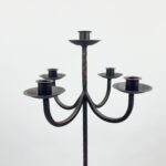 Hand Forged Iron Floor Candelabra 48.5" (123cm) Antique Copper Patina 3-Arm Wide Base Stable Candle Holder Rustic Decor - Image 4