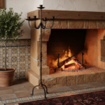 Hand Forged Iron Floor Candelabra 48.5" (123cm) Antique Copper Patina 3-Arm Wide Base Stable Candle Holder Rustic Decor - Image 2